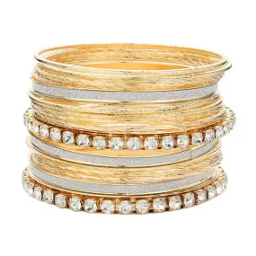 17PCS - Stone Metal Bangle Bracelets