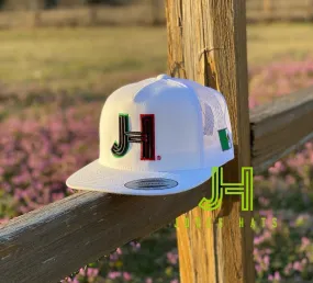 2021 Jobes Hats Trucker - All White Cap Black 3D Mexico Outline