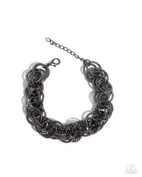 Audible Shimmer - Black - Gunmetal Hoop Paparazzi Lobster Claw Bracelet