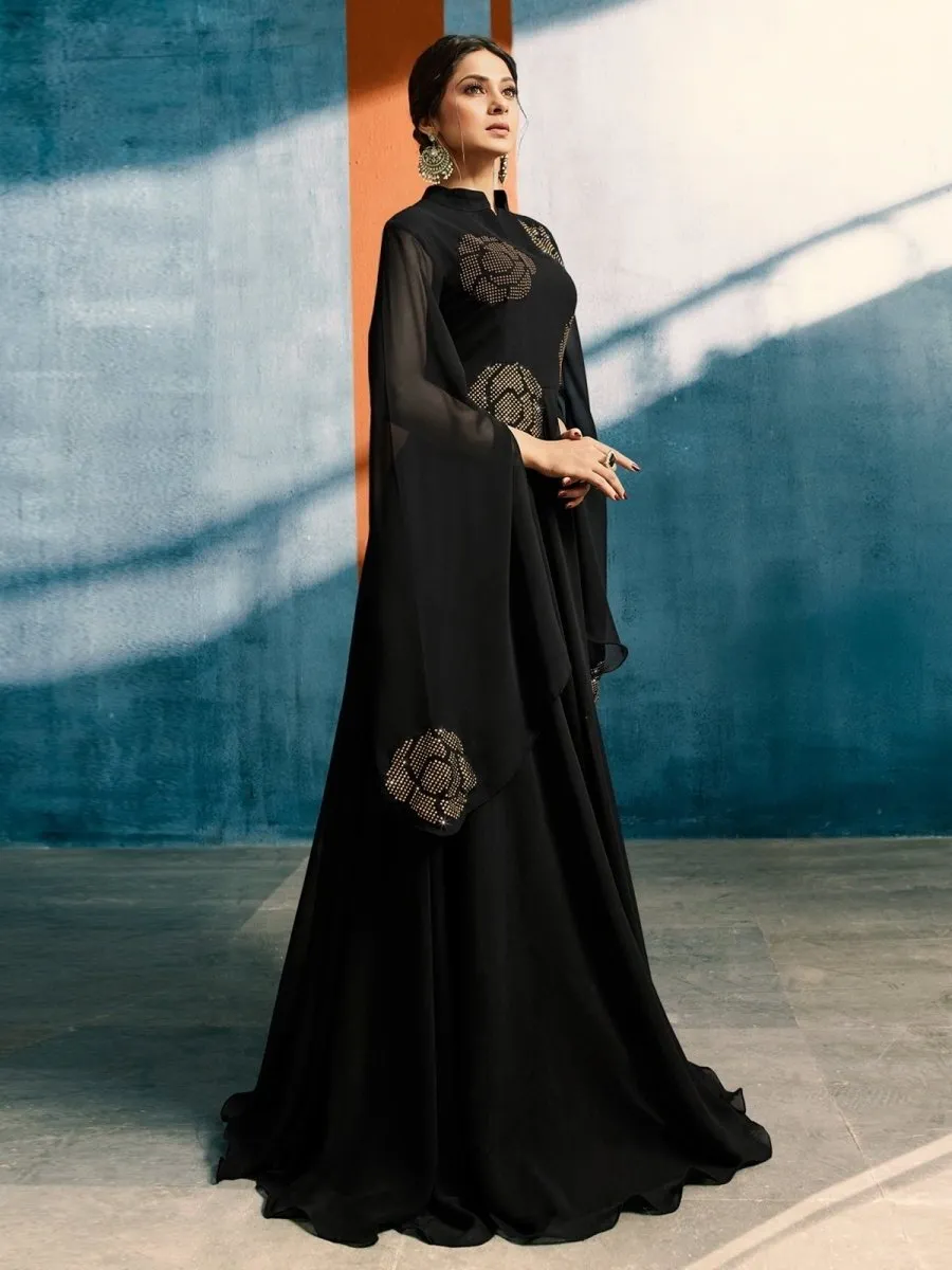 Black Thread Embroidered Dress