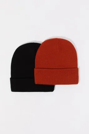 Boys Ribbed Knit Beanie (2 Pack)