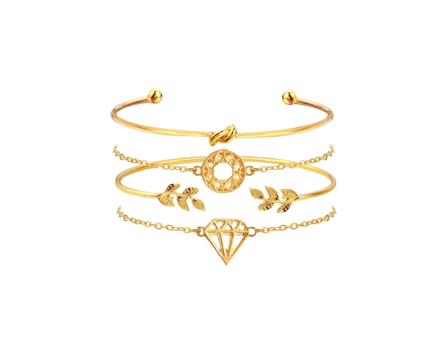 Brass Gold-Plated Bracelet Set (Pack Of 4) - Set Of 4