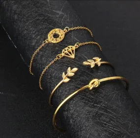 Brass Gold-Plated Bracelet Set (Pack Of 4) - Set Of 4