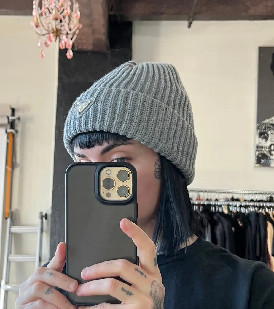 Brown rib style beanie