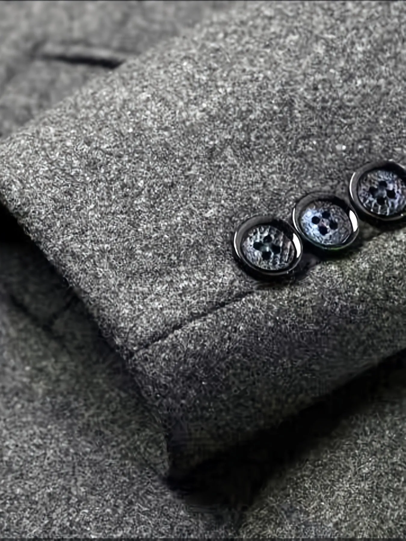 Casual Dark Grey Woolen Suit Jacket Single Breasted Business Blazers