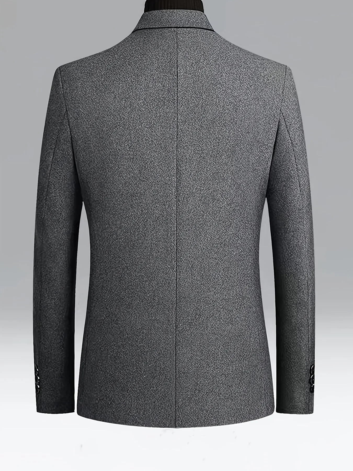 Casual Dark Grey Woolen Suit Jacket Single Breasted Business Blazers