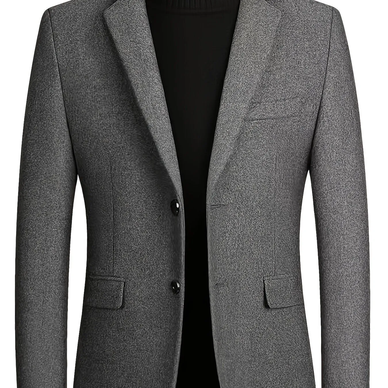 Casual Dark Grey Woolen Suit Jacket Single Breasted Business Blazers