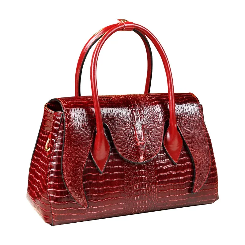 Crocodile Pattern Genuine Leather Tote Bag