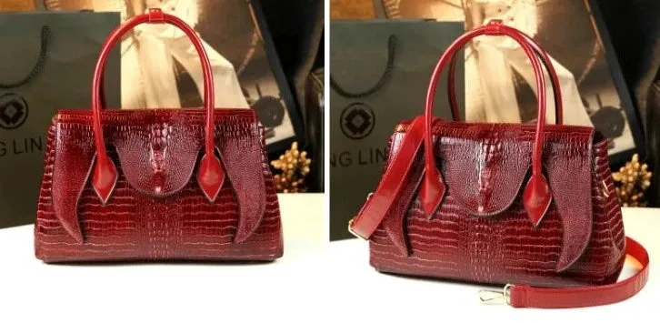 Crocodile Pattern Genuine Leather Tote Bag