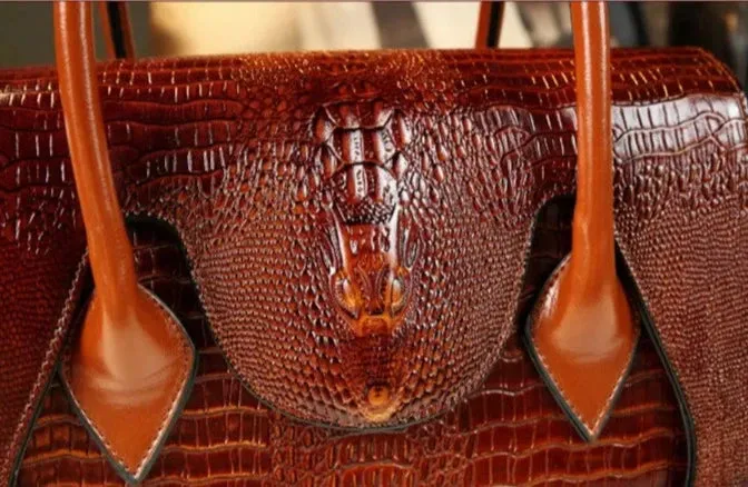 Crocodile Pattern Genuine Leather Tote Bag