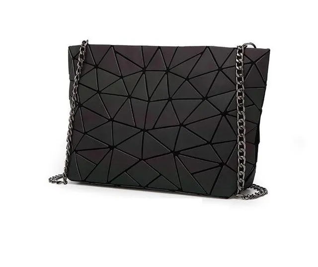 Drop Shipping Luminous Bag women's geometry lattic totes bag High Quilted Chain Shoulder Bags Laser Plain Folding Handbags