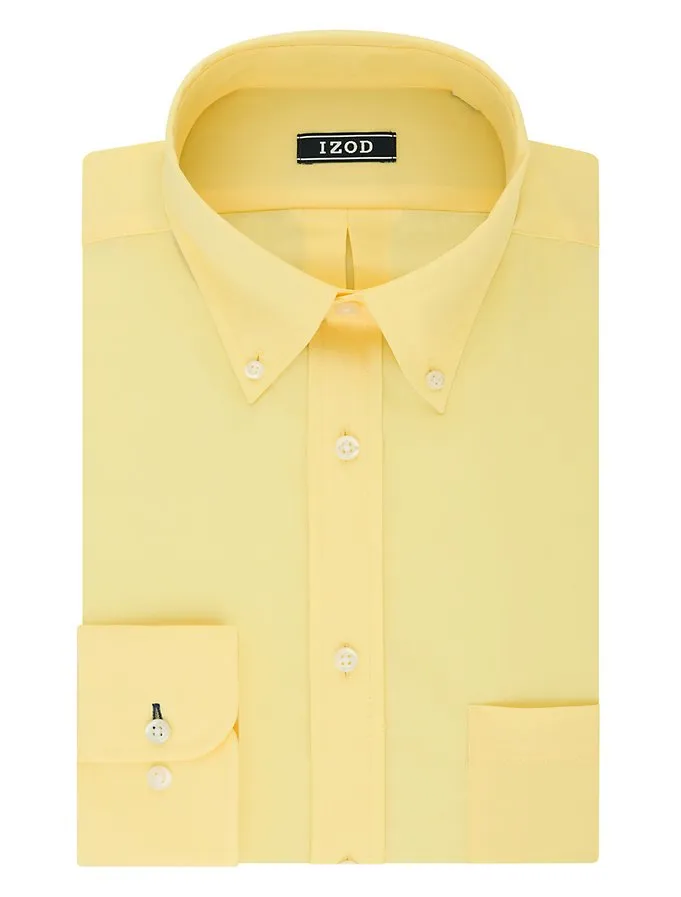 IZOD Regular Fit Wrinkle-Free All-Over-Stretch Dress Shirt - Yellow