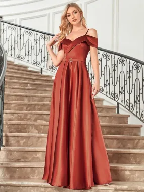 Jeweled Belt Sweetheart Off-Shoulder A-Line Evening Dress