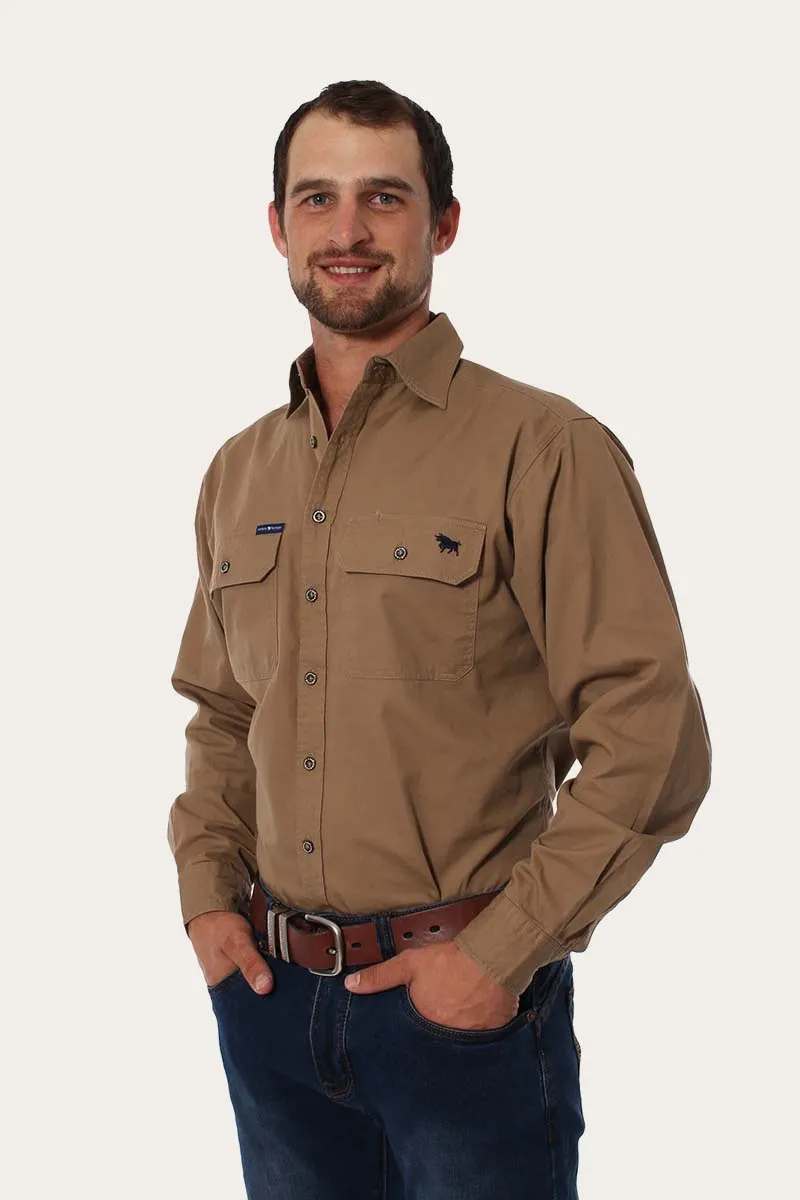 King River Mens Full Button Work Shirt - Clay