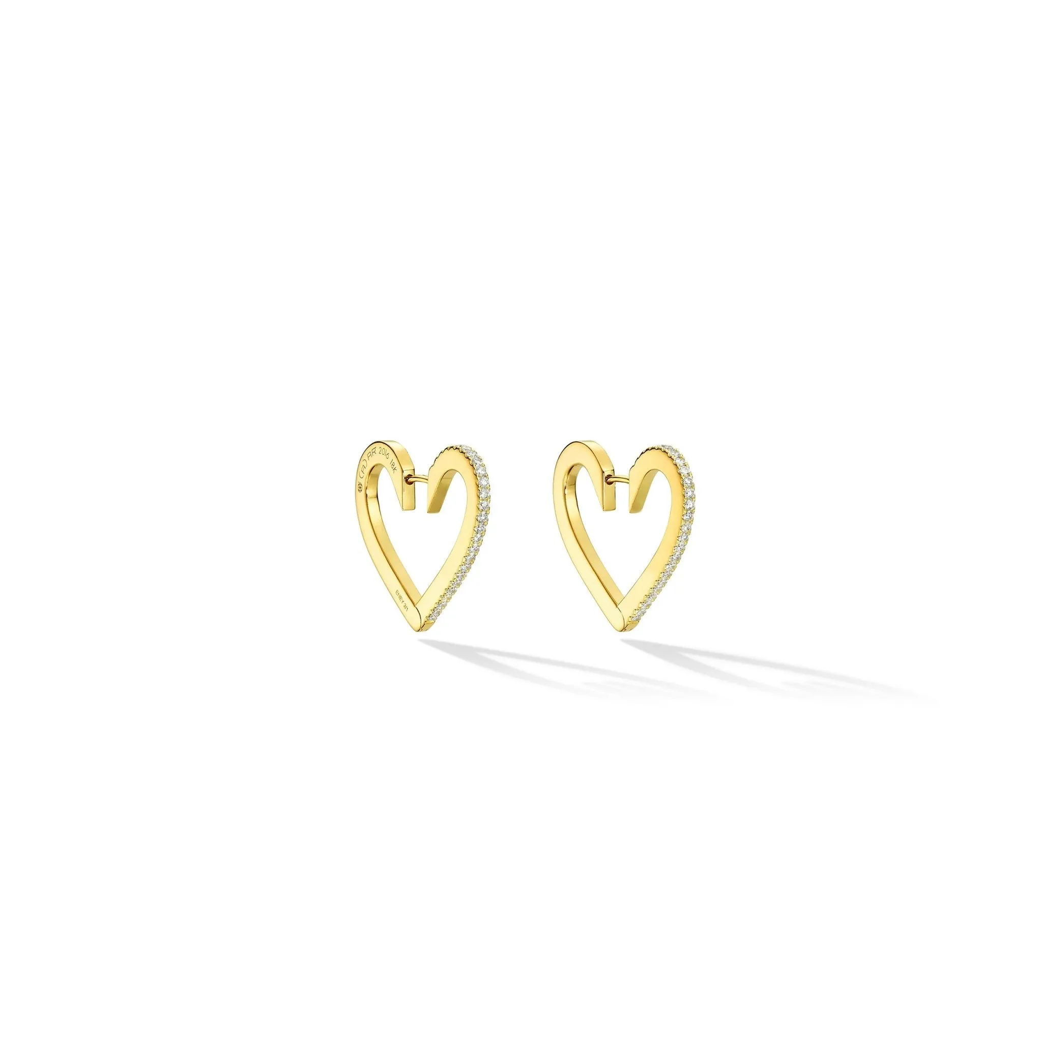 Medium Yellow Gold Endless Hoop Earrings with White Diamonds