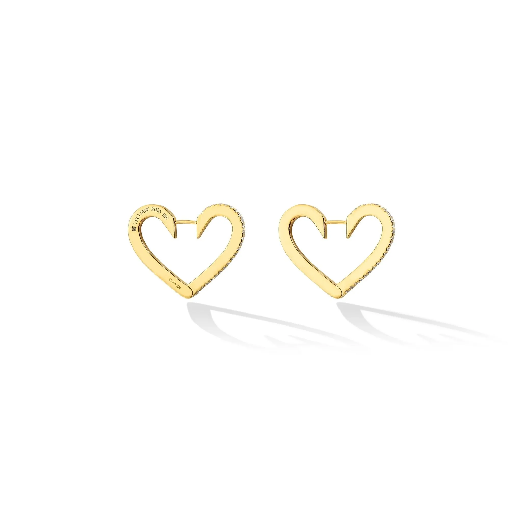 Medium Yellow Gold Endless Hoop Earrings with White Diamonds