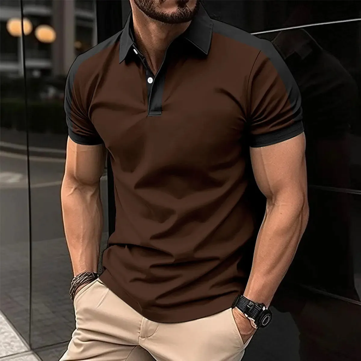 Men's Short Sleeve Business Shirt Casual Polo Shirts