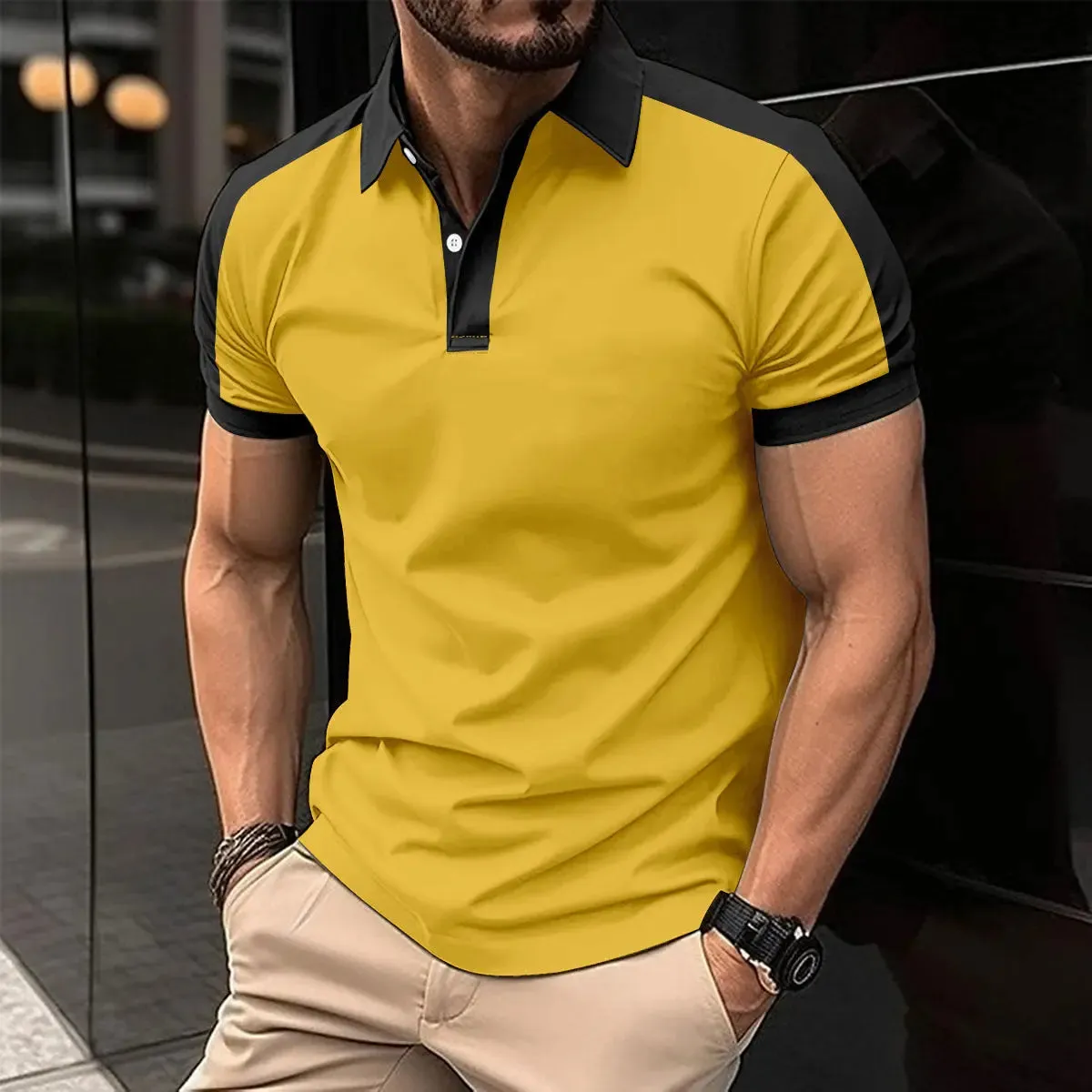 Men's Short Sleeve Business Shirt Casual Polo Shirts