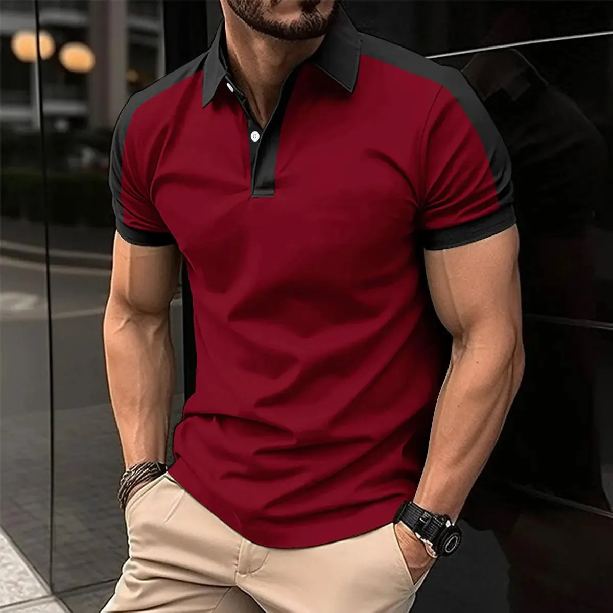 Men's Short Sleeve Business Shirt Casual Polo Shirts