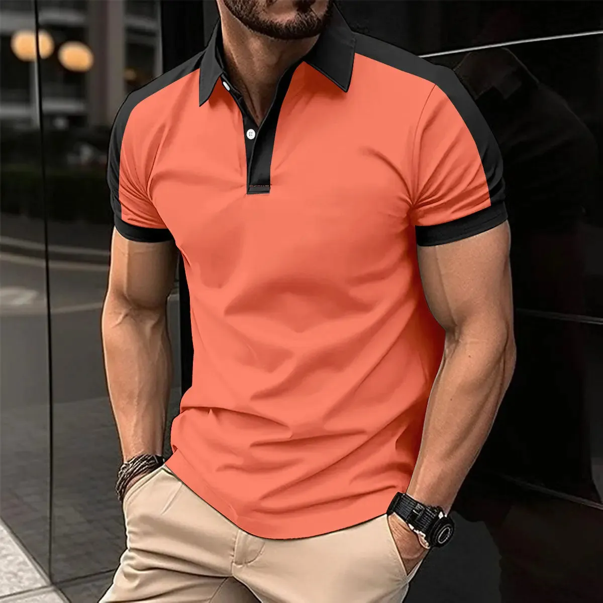 Men's Short Sleeve Business Shirt Casual Polo Shirts