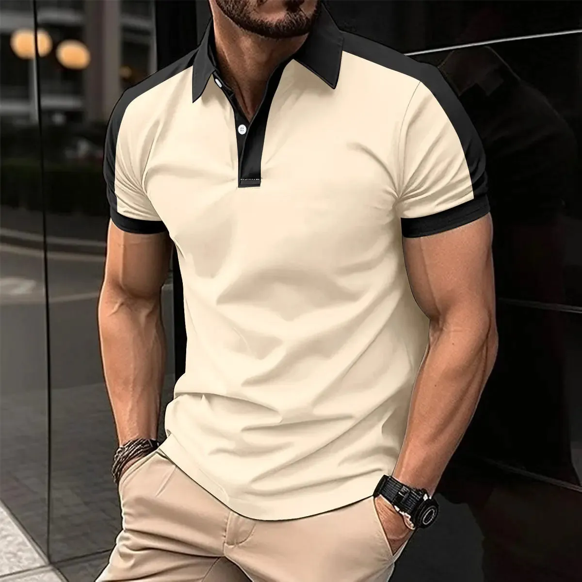 Men's Short Sleeve Business Shirt Casual Polo Shirts