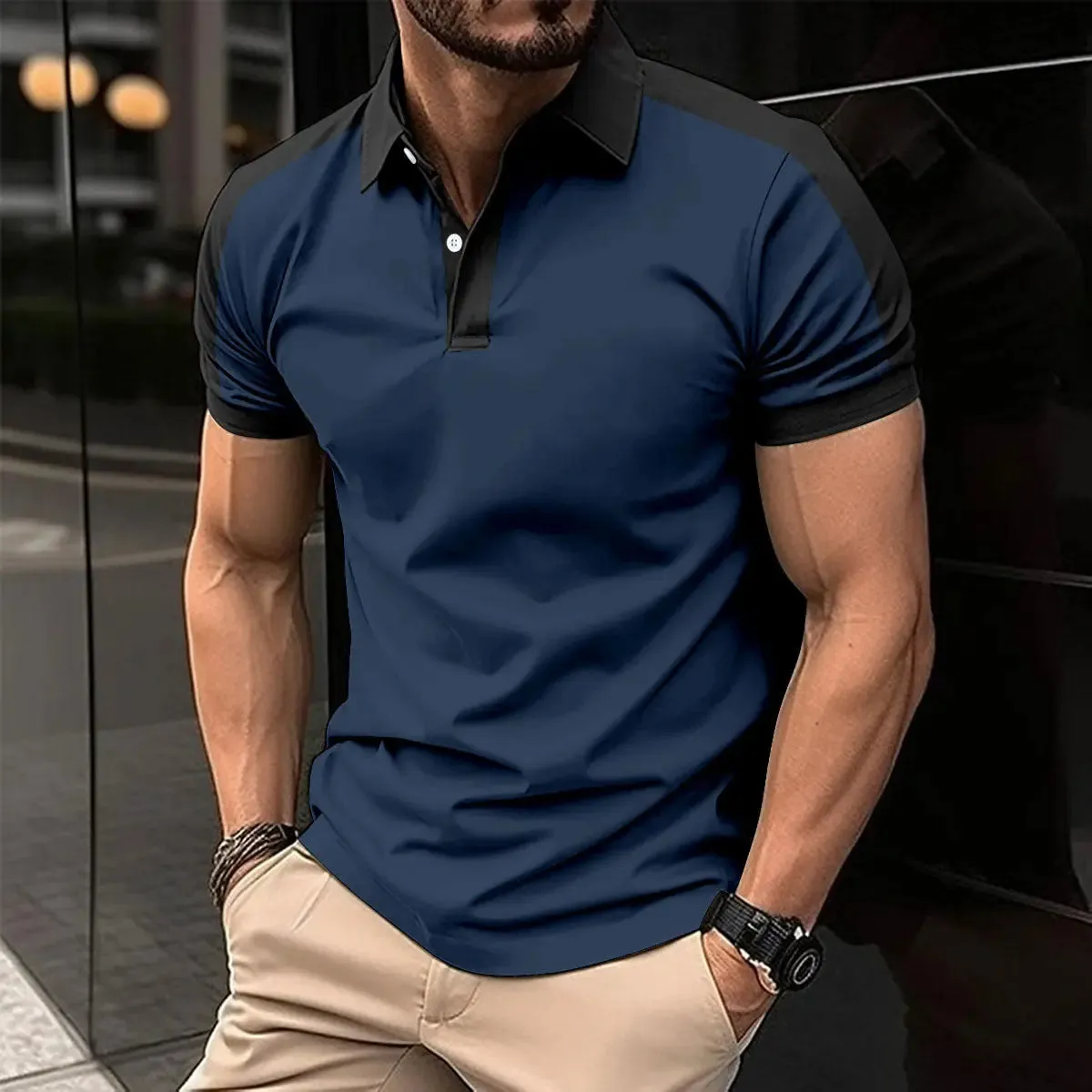 Men's Short Sleeve Business Shirt Casual Polo Shirts