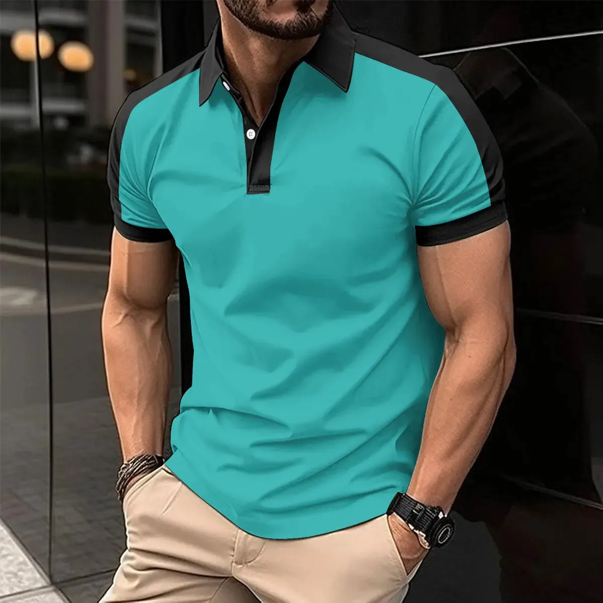 Men's Short Sleeve Business Shirt Casual Polo Shirts