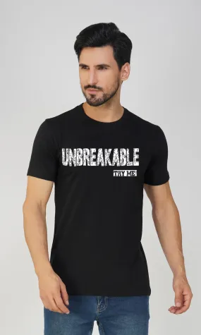 Men's Unbreakable Regular Fit Halfsleeves T-shirts - Black