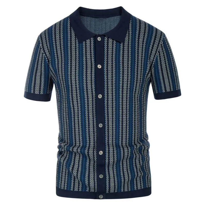 NEW STRIPED JACQUARD BUSINESS POLO SHIRT