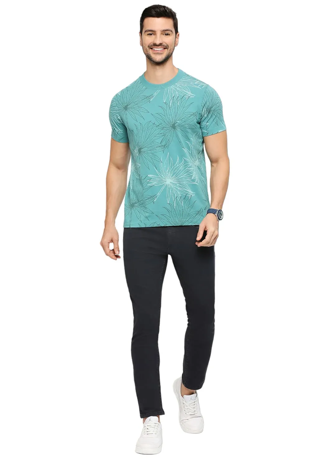 Regular Fit Cotton Printed Crew T-Shirts