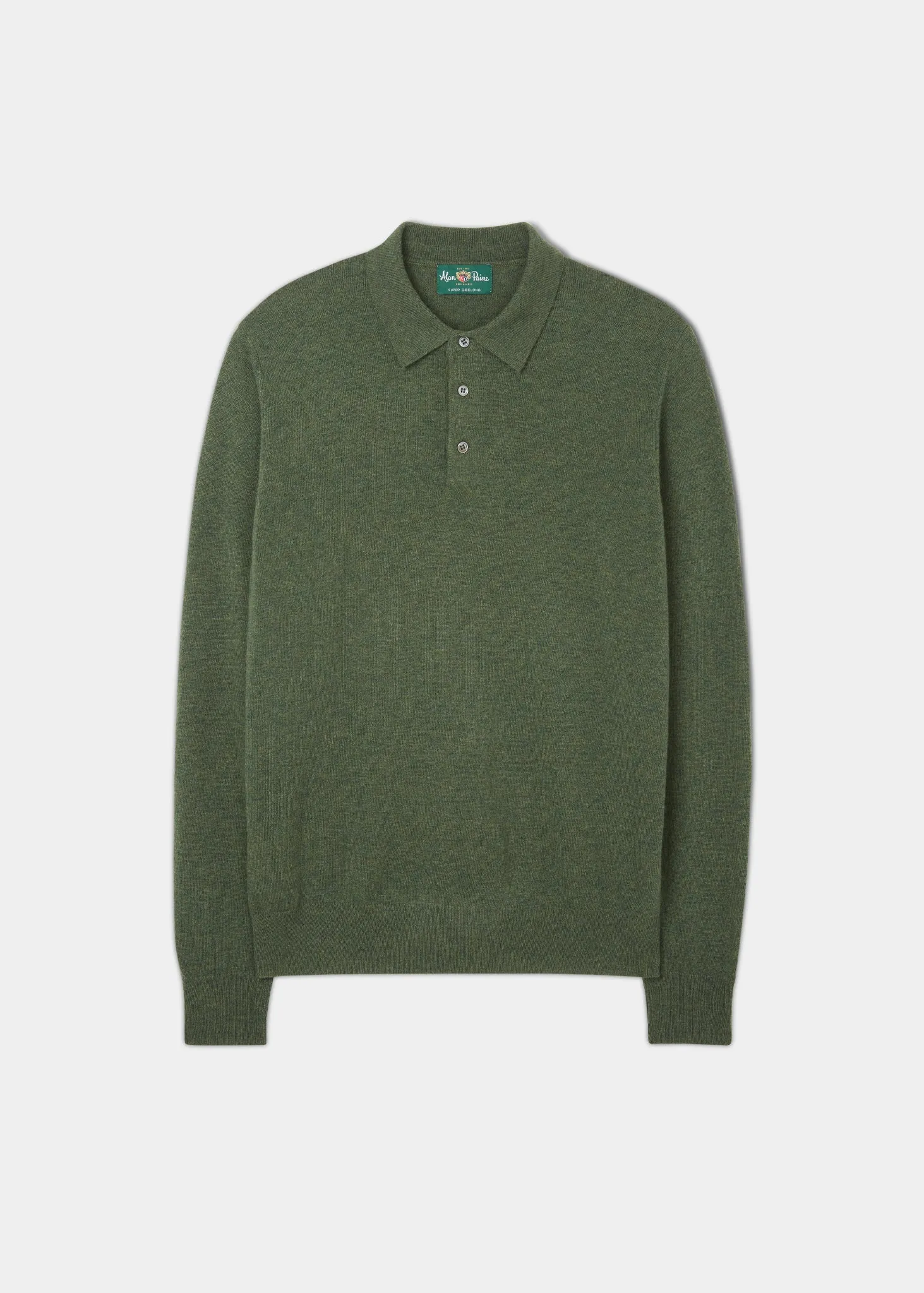 Tresswell Geelong Wool Long Sleeve Polo Shirt in Rosemary - Regular Fit