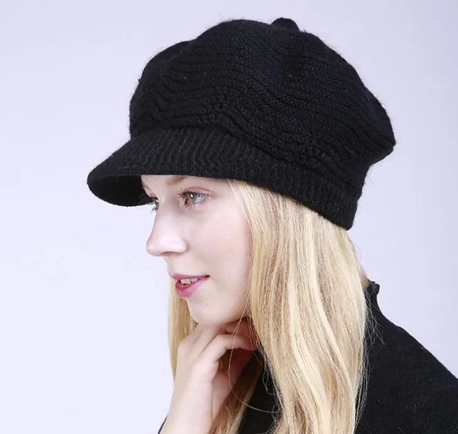 Winter Knit Newsboy Caps Lady Warm Baker Beanie Hat YZG0081